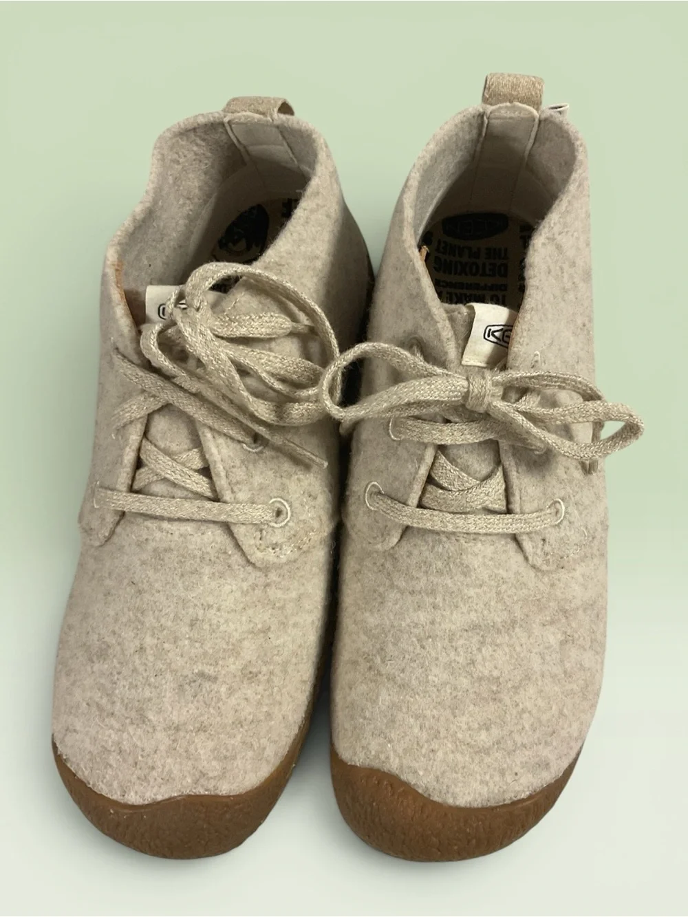 Keen Mosey Chukka Beige Felt Ankle Booties w/Brown Soles Women's Size 10